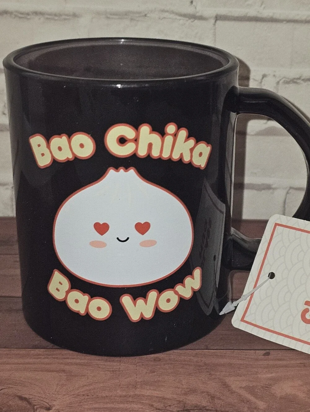 Bao Chika Bao Wow Black Glass Whatev's Mug NWT